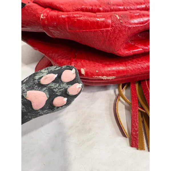 Steve Madden Red Embossed Logo Mini‎ Backpack with Tassel Gold Tone Hardware - Image 9