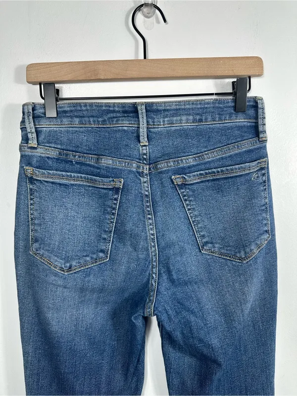 Sam Edelman The Stiletto High Rise Crop Boot Jeans Size 27 Medium Wash Raw Hem‎ - Image 7