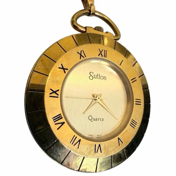 Vintage Sutton Quartz Pendant Watch Necklace Gold - Image 5