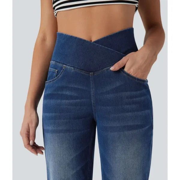 Halara Crossover High Waisted Tummy Control Casual Straight Leg Size Small - Image 2