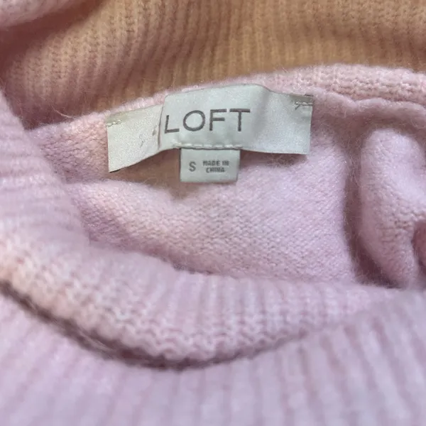 LOFT Pink and Rose Striped Turtleneck Sweater - Image 5