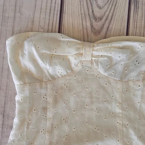 Princess Polly Malena Lemon Eyelet Strapless Mini Dress - Image 7