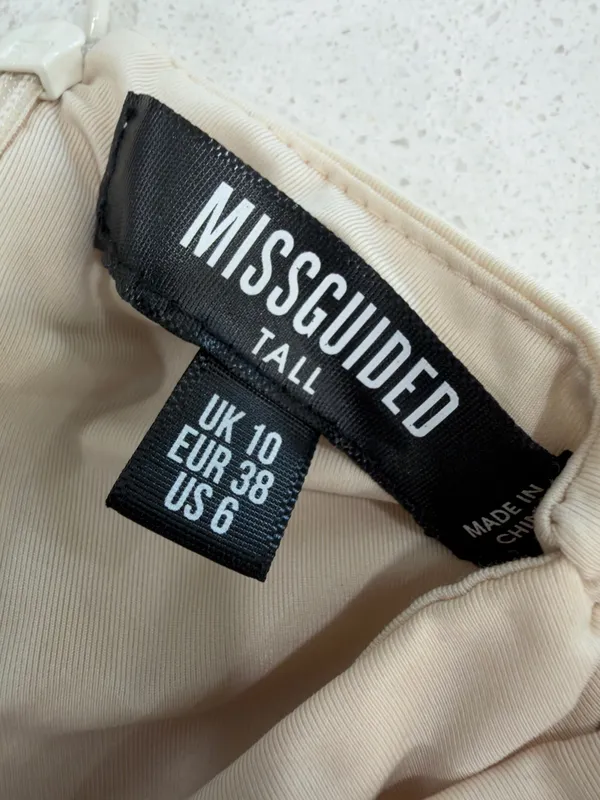 Missguided Nude Long Sleeve Ruched Cutout Midi Dress - Image 2