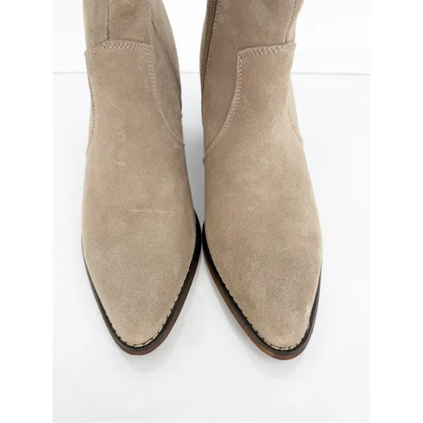 NEW TOP 3 Leather Mid Calf Cowboy‎ Boots Women's Size 8 Tan Western - Image 3