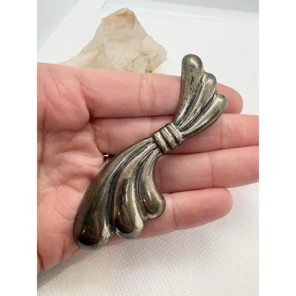 Vintage Taxco Mexico Sterling Silver Modernist Bow Brooch TS-01‎ 925 13.39g - Image 2