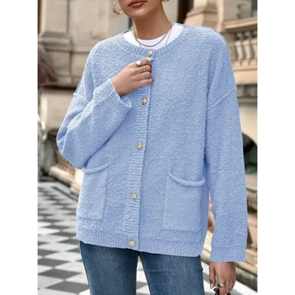 Saodimallsu Soft Knit W/ Pockets Cardigan Blue Women’s L - Image 2