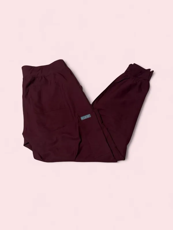 Med Couture Women's Scrub Maroon Track Joggers with Drawstring - Image 2