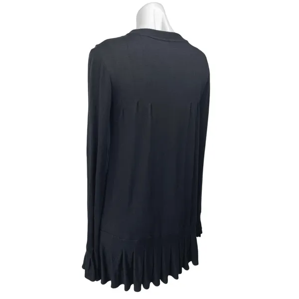 Free People Your Girl Black Long Sleeve Ruffle Henley Tunic Blouse Top Size XS - Image 2
