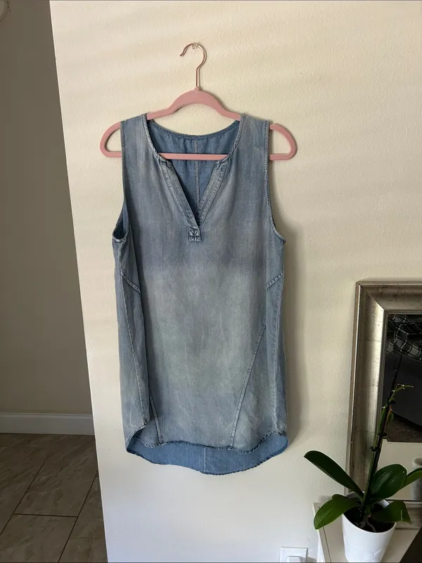 Cupshe Everyday Denim v neck boho western cotton pop over Mini Dress L - Image 2