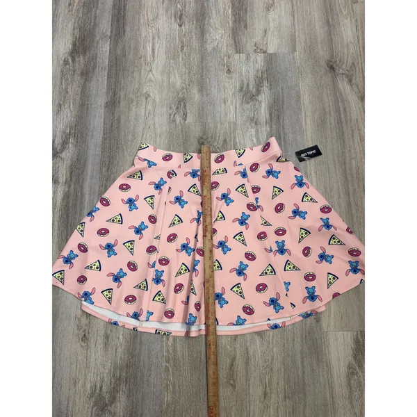 Disney Hot Topic Stitch Pizza Donut Pink Skater Skirt Pockets Plus Size 2 NEW‎ - Image 6