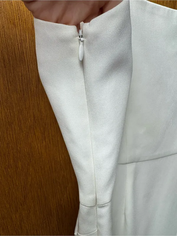 Saylor Caylin Sleeveless Feather Trim Hem Midi Dress White Small Bridal Wedding - Image 11