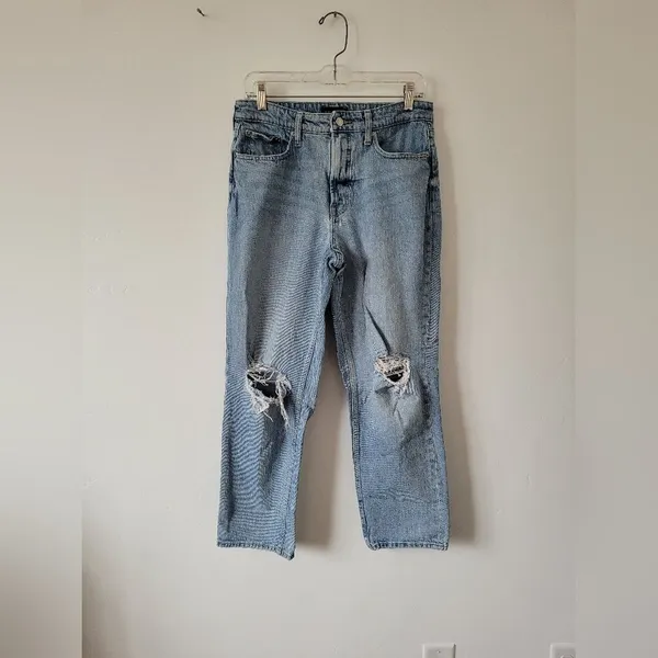 Free Assembly Jeans High Rise 90s Straight Leg Light Wash Ripped High Waist 10 - Image 3