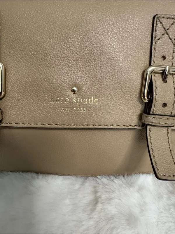 kate spade taupe leather satchel with buckled flap- Allen Street Raquelle - Image 2