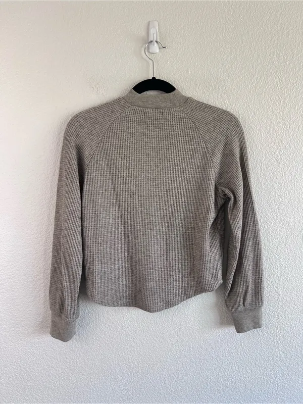 Madewell Women's Raglan Waffle‎ Knit Tee Mock Neck Long Sleeve - Image 7