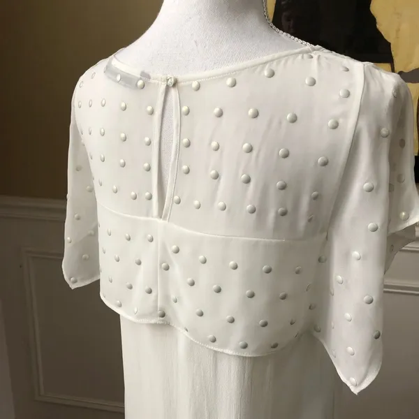 Zara Woman Flutter Sleeve Stud Dot Caplet Dress S - Image 4
