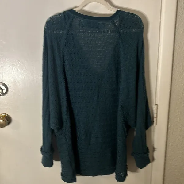 Free People We The Free Thein Hacci Oversize Green Sweater M Boho Cozy Festival - Image 6