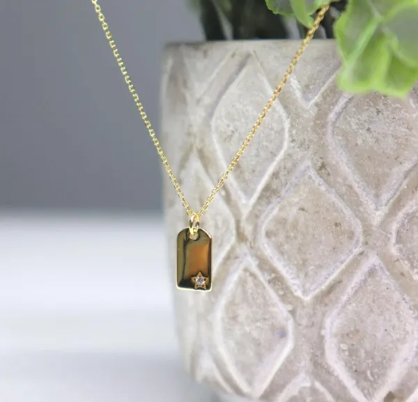Boutique 14k gold plated 925 Silver Dainty Tag Necklace - Image 4