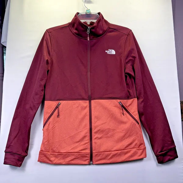 The North Face Jacket Womens Fleece Burgandy‎ Orange Full Zip Activewear Small - Image 2