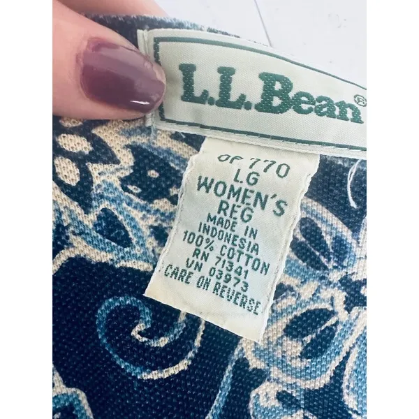 Vintage LL Bean Floral Blue Cotton Maxi Button Dress‎ Large Cottagecore Feminine - Image 5