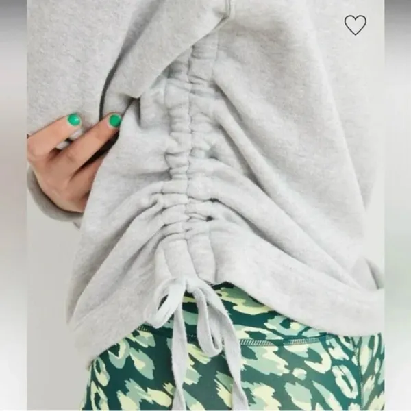 Aerie Hoodie Sweatshirt Oversized Cinch Side Ruched Pullover Grey Cropped XS NEW - Image 2
