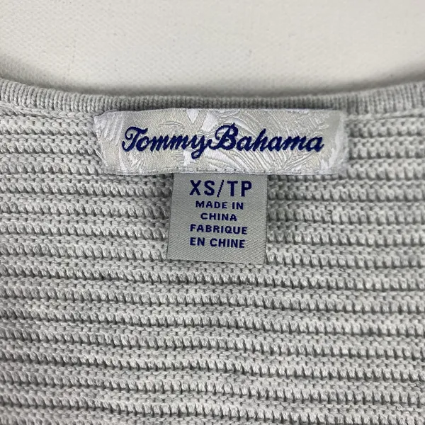 Tommy Bahama Sweater Pullover Womens XS Gray V-Neck Tight-Knit Sequin Ribbed - Image 3