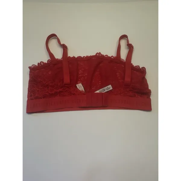 Victoria's Secret‎ Bralette Women Medium Red Lace Logo Band Unlined Wireless NEW - Image 8