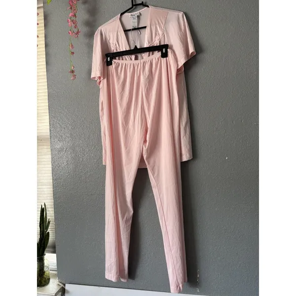 Vanity Fair Vintage Pink Nylon Pajama Lounge Set Size Medium 40 - Image 5