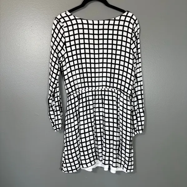 Abercrombie & Fitch Women's Black & White Windowpane Plaid Dress - Size Large - Image 5