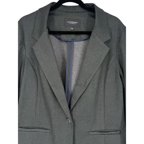 Liverpool Los Angeles Herringbone Ponte Knit Fitted Blazer Jacket Gray Sz‎ Large - Image 7