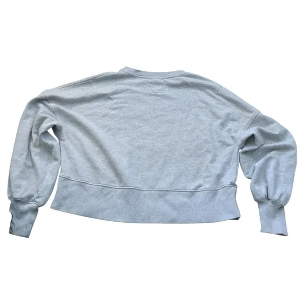 Aerie Sweatshirt Gray Bow Embroidered Coquette Balletcore Puff Sleeve S Oversize - Image 4