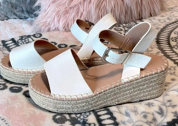 New York & Co. White Wedges Espadrilles - Image 6
