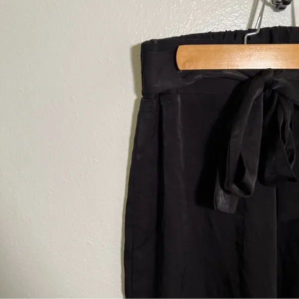 West Kei Women's Size Small Cropped Wide Leg Tie Waist Pants Black‎ High-Rise - Image 6