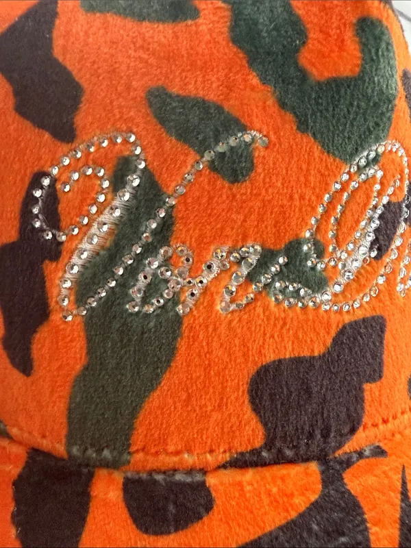 Von Dutch Orange & Green Camo Trucker Hat with Rhinestone Logo - Image 12