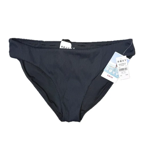 NWT Roxy Love The Comber Ribbed Bikini Bottom Black Hipster Swim Medium - Image 2