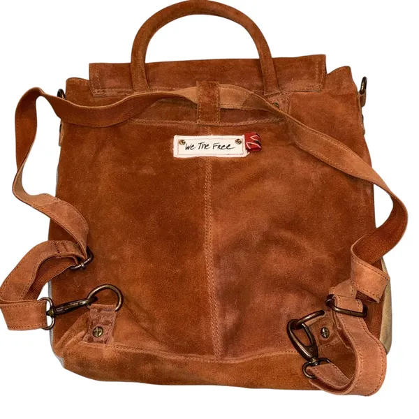 Free People We The Free Paris Suede Convertible Backpack Purse Messenger Bag - Image 8