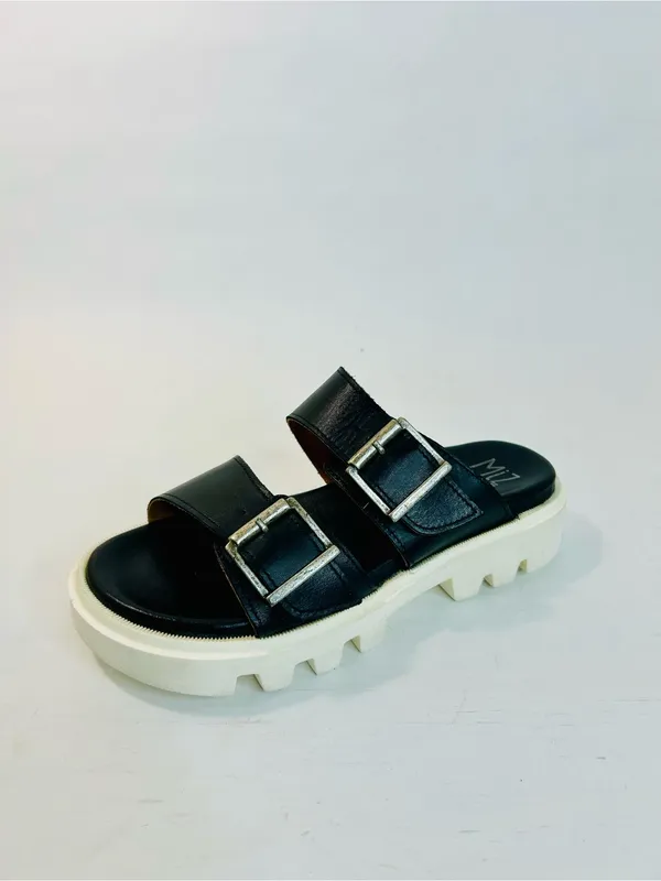Miz Mooz Peyton Black Leather Lug Sole Platform Slide Sandals Size 39/US 8.5-9 - Image 3