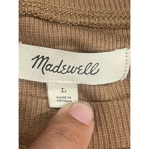 Madewell Fine Soft Ribbed Supercrop Crewneck Long Sleeve Tee Large Lightweight - Image 3