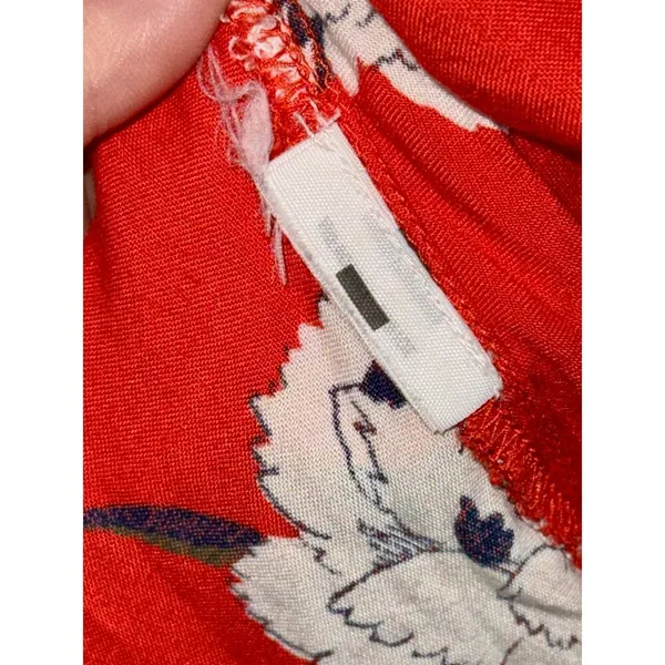 Abercrombie & Fitch Red White Floral Cutout Short Sleeve Mini Dress Womens Sz S - Image 4
