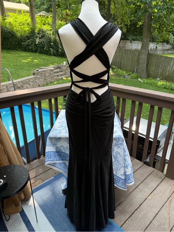 La Femme RN103544 Black Formal Ball Gown Dress Prom Wedding Size 2 S Small - Image 5