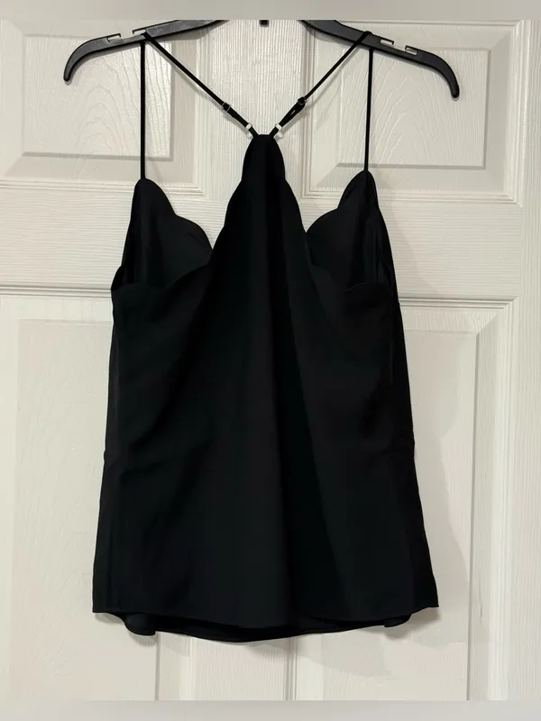 J. Crew Racerback Scallop Neck Cami Top - Black Size 10 NWT - Image 2
