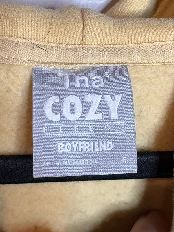 TNA Aritzia Cozy Fleece Boyfriend zip up sweatshirt Yellow - Image 3