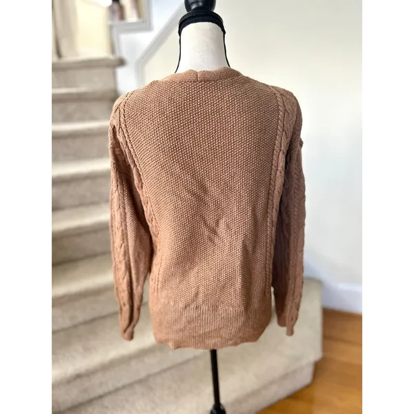 Talbots Haven Well Within Brown Cableknit Long Sleeve Cardigan Grandpa Preppy - Image 2