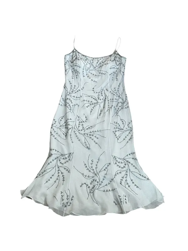 Le Gala By Mon Cheri Gray Silk Beaded Dress Size 8 Cocktail Party Prom Evening - Image 12
