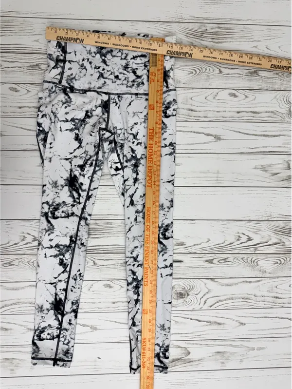 Marble Print High Waist Leggings Women’s Small Black White Workout Yoga - Image 6