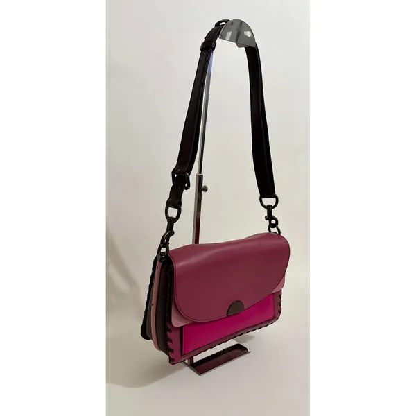 COACH Dreamer True Pink Colorblock Whipstitch Leather Shoulder Bag 76034 - Image 3
