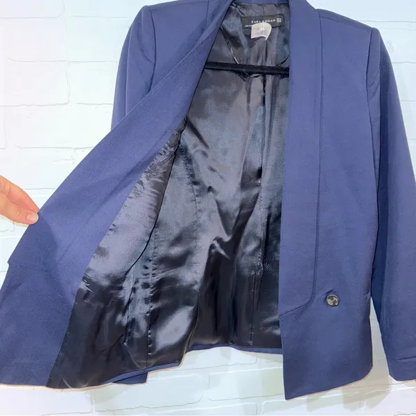 Zara Woman Navy Blue Blazer - Image 6