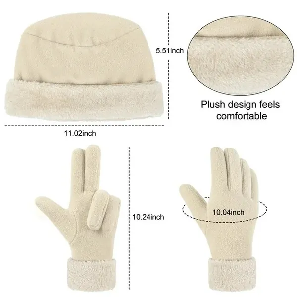 Loritta Womens Set Size L Beige Beanie Hat Scarf Warm Gloves Winter Accessories - Image 5