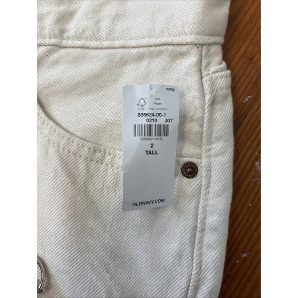 NWT Extra High-Waisted Sky-Hi Wide-Leg Cargo Jeans Ivory Ecru Old Navy 2 Tall - Image 3