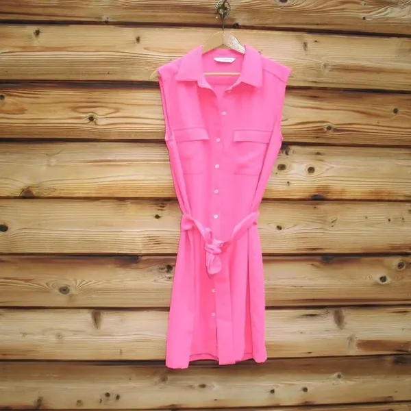 Amanda Uprichard Edith Mini Dress Hot Pink - Image 3