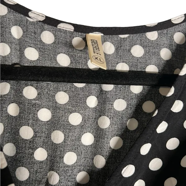 GRECERELLE Polka Dot High Low Faux Wrap Flowy High Low Maxi Dress Black White XL - Image 10
